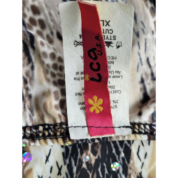 Sequin Embellished One Shoulder Mini Dress Juniors XL Ruched Sides Animal Print - Picture 11 of 11